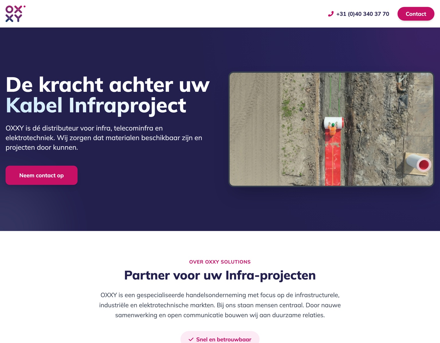 Homepage van de OXXY Solutions-website