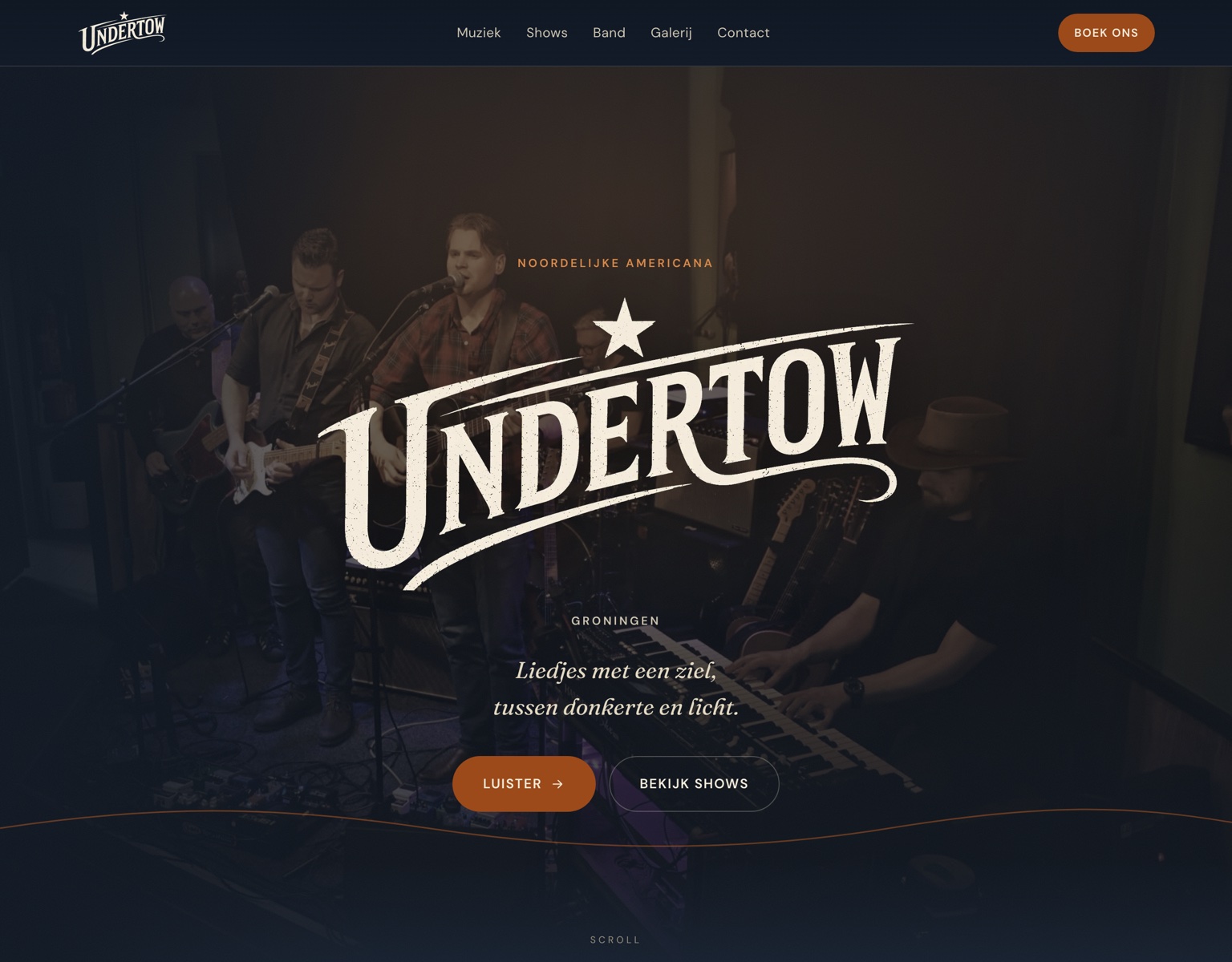 Homepage van de Undertow Official-website